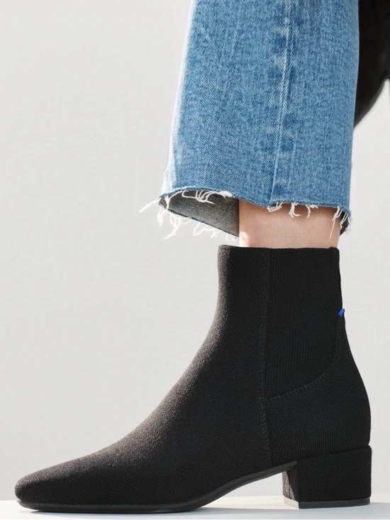 Rothy's Shoes - Rothys The Classic Boot Black Knit Ankle Booties Women Size 9 Low Block Heel